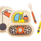 Kid Plate Set Bamboo Toddler Plates Dinnerware Dinner Dish Set Baby Feeding Spill Proof Divided Plate - Baby Spoon and fork 3-Pi