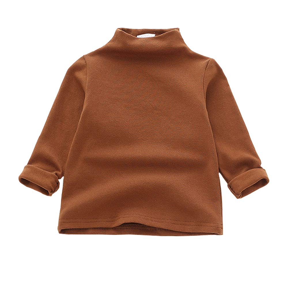 Modntoga Toddler Turtleneck Baby Girl Boy Long Sleeve Shirt Solid Color Mock Neck Shirt Turtleneck Blouse Fall Winter Clothes (B