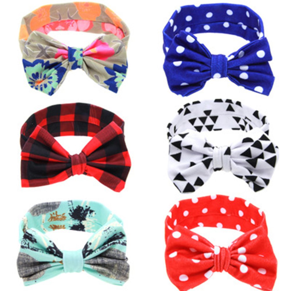 ZOONAI Baby Girls Toddler Bowknot Headband Infant Rabbit Ear Hair Band Headdress (Red Plaid)