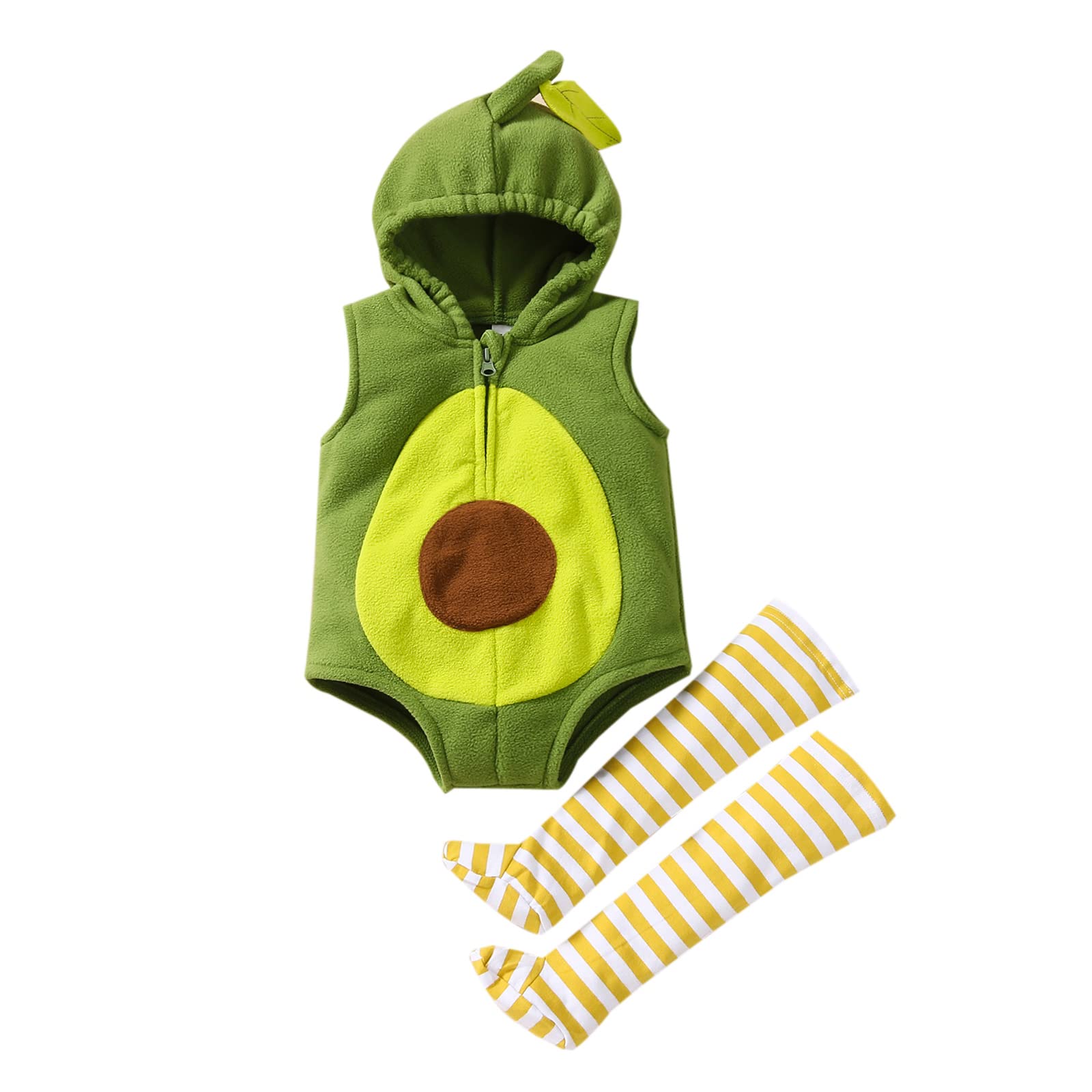 ZHSKEUUN Newborn Baby Boys Girls Halloween Avocado/Pumpkin/Dinosaur Costumes Halloween Cosplay (Baby Avocado Costume, 0-6 Months