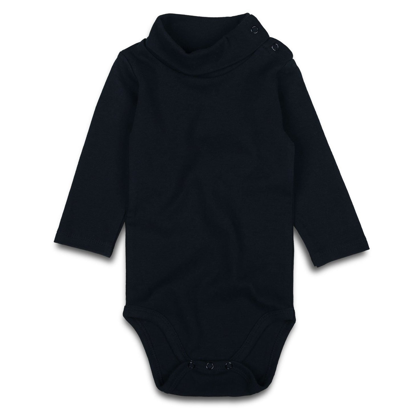 Romperinbox Solid Black Baby Turtleneck Bodysuit Long Sleeve Outfits (Black,12-18 Months)