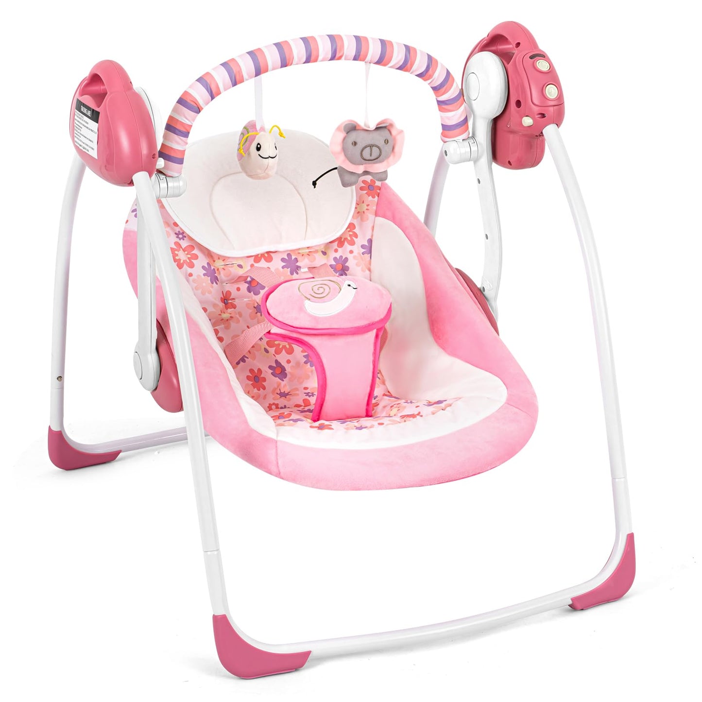 Baby Swings for Infants, Powered by Power Cord (Included) and Batteries for Indoor/Outdoor Use, Easy-Fold Infant Swing, Electric