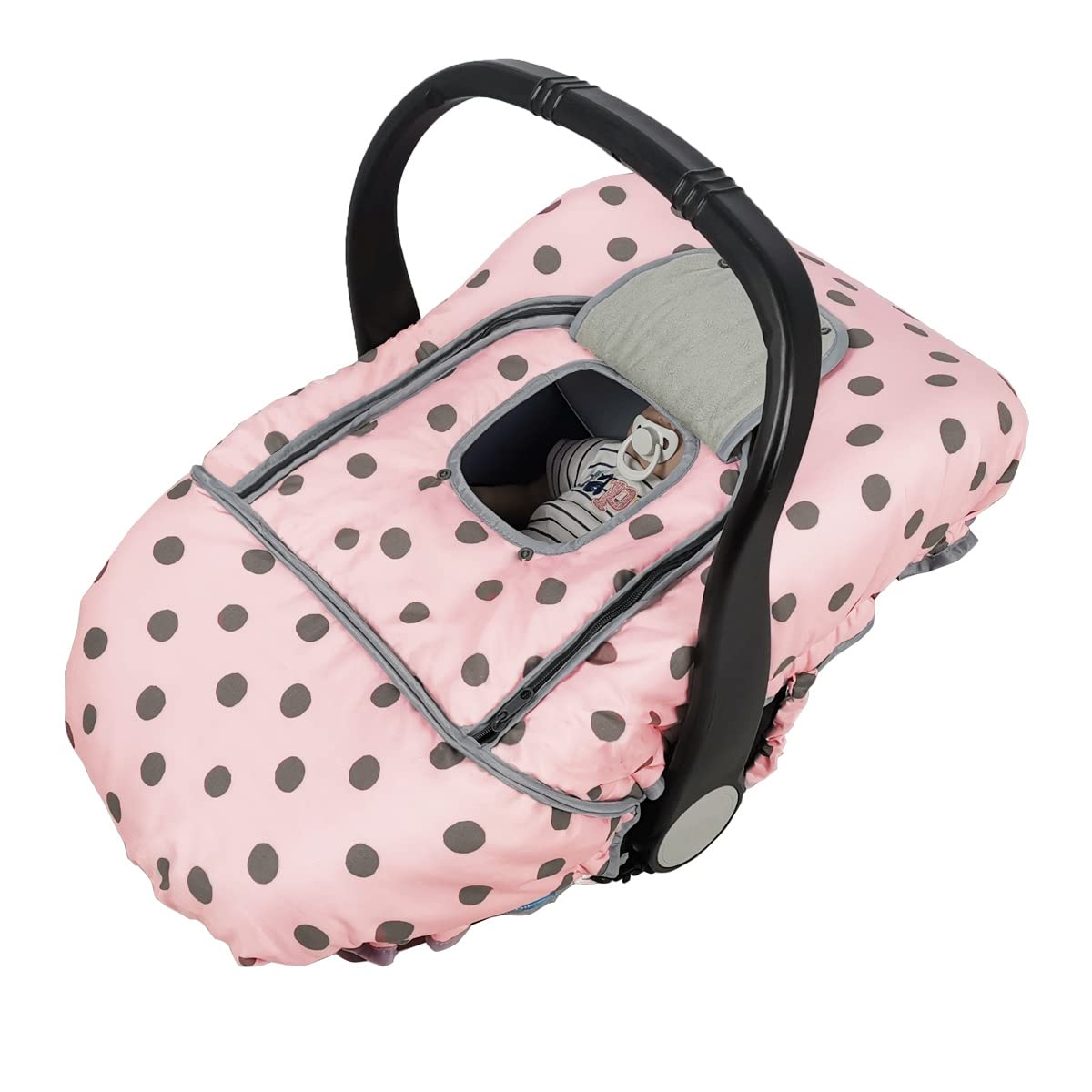 Carseat Cover Girls, Winter Baby Car Seat Covers For Infant Car Seat, Baby Carrier Cover Canopy, Window In Door Zipper Open, Thi