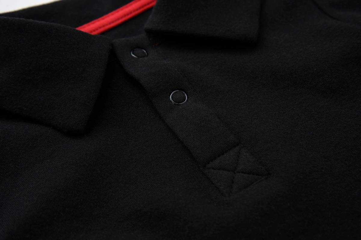 Teach Leanbh Baby Boys Pure Color Cotton Short Long Sleeve Polo Bodysuit 3-24 Months (Navy/Long Sleeve, 6 Months)