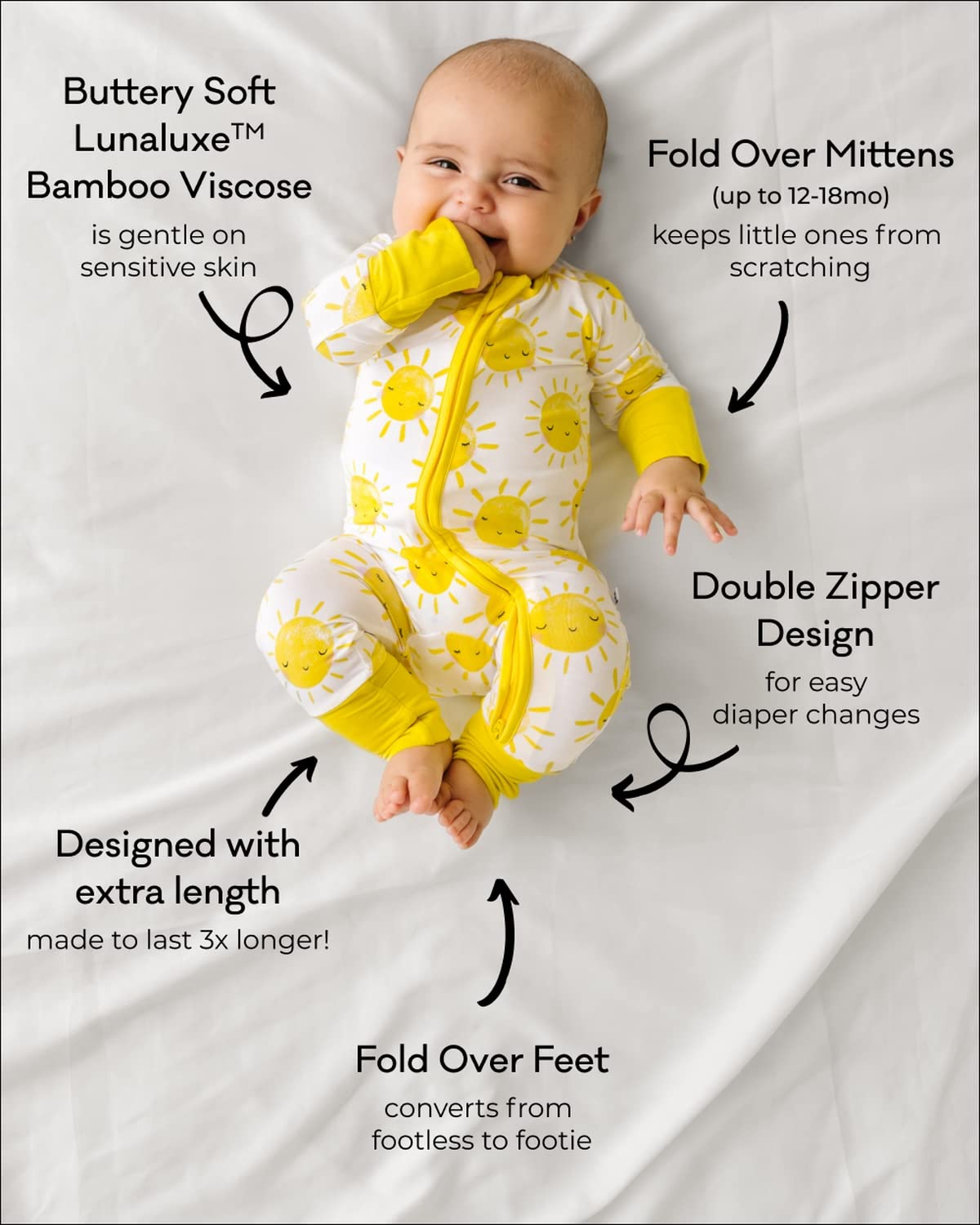 Little Sleepies Zippy Baby & Toddler Pajamas - Bamboo Viscose Sleeper For Boys And Girls, Newborn Sleeper W/ 2-Way Zipper W/Mitt