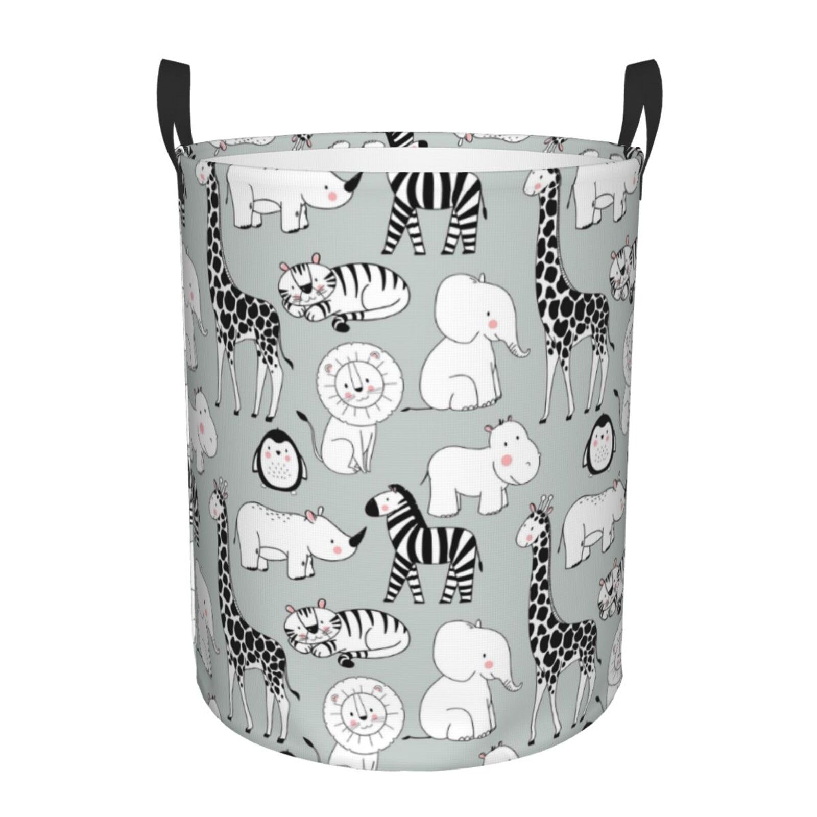 Pevtufa African Animals Foldable Laundry Basket Organizer,Fabric Clothes Toy Storage Basket Nursery Hamper Storage Bin For House