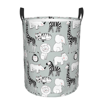 Pevtufa African Animals Foldable Laundry Basket Organizer,Fabric Clothes Toy Storage Basket Nursery Hamper Storage Bin For House