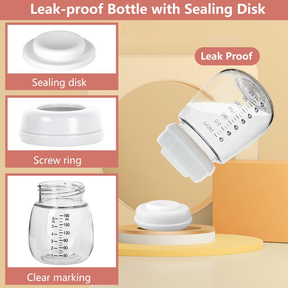 2Pcs Breast Pump Collection Bottles For Spectra S2 Spectra S1 Spectra 9 Plus Motif Luna Breast Pumps, 6.Oz 180Ml Reusable Wide N