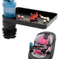 Seven Sparta Car Seat Tray For Kids Toddler Travel With Soft Rubber Base, Rotatable And Removable Cup Holder Snack Tray For Food