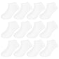 Booph 12 Pairs Kids Ankle Socks Boys Girls Half Cushion Socks 4-6 Years White