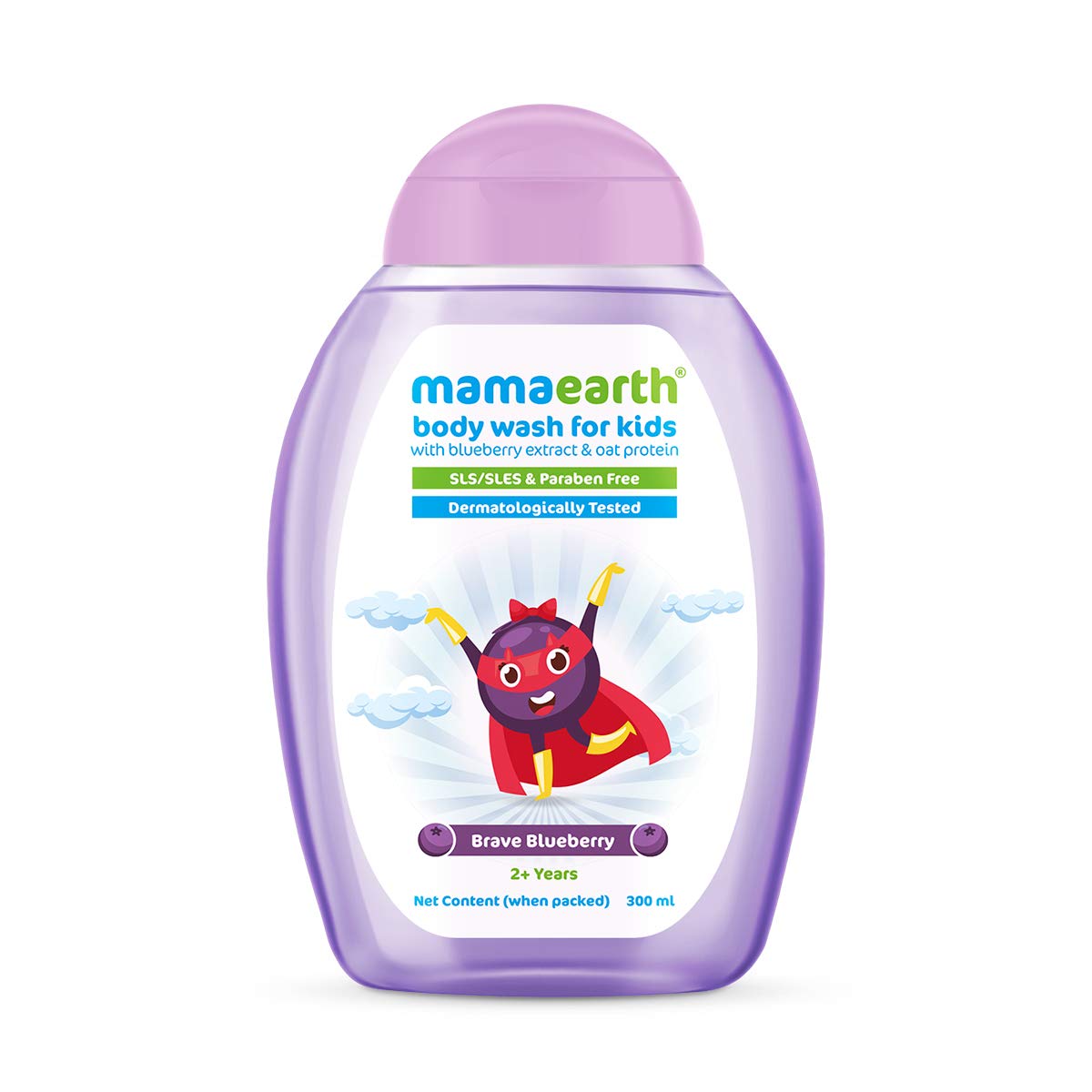 MAMAEARTH Brave Blueberry Kids Body Wash | Gently Cleanses Delicate Baby Skin | Fun Bathing with Fruity Essence | Tear Free & No