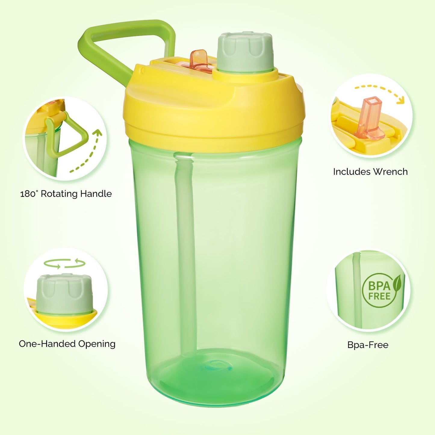 Kerilyn 12Oz Kids Water Bottle With Straw Leak-Proof Toddler Water Bottle Plastic Water Bottles Bpa-Free Toddler Straw Cups With