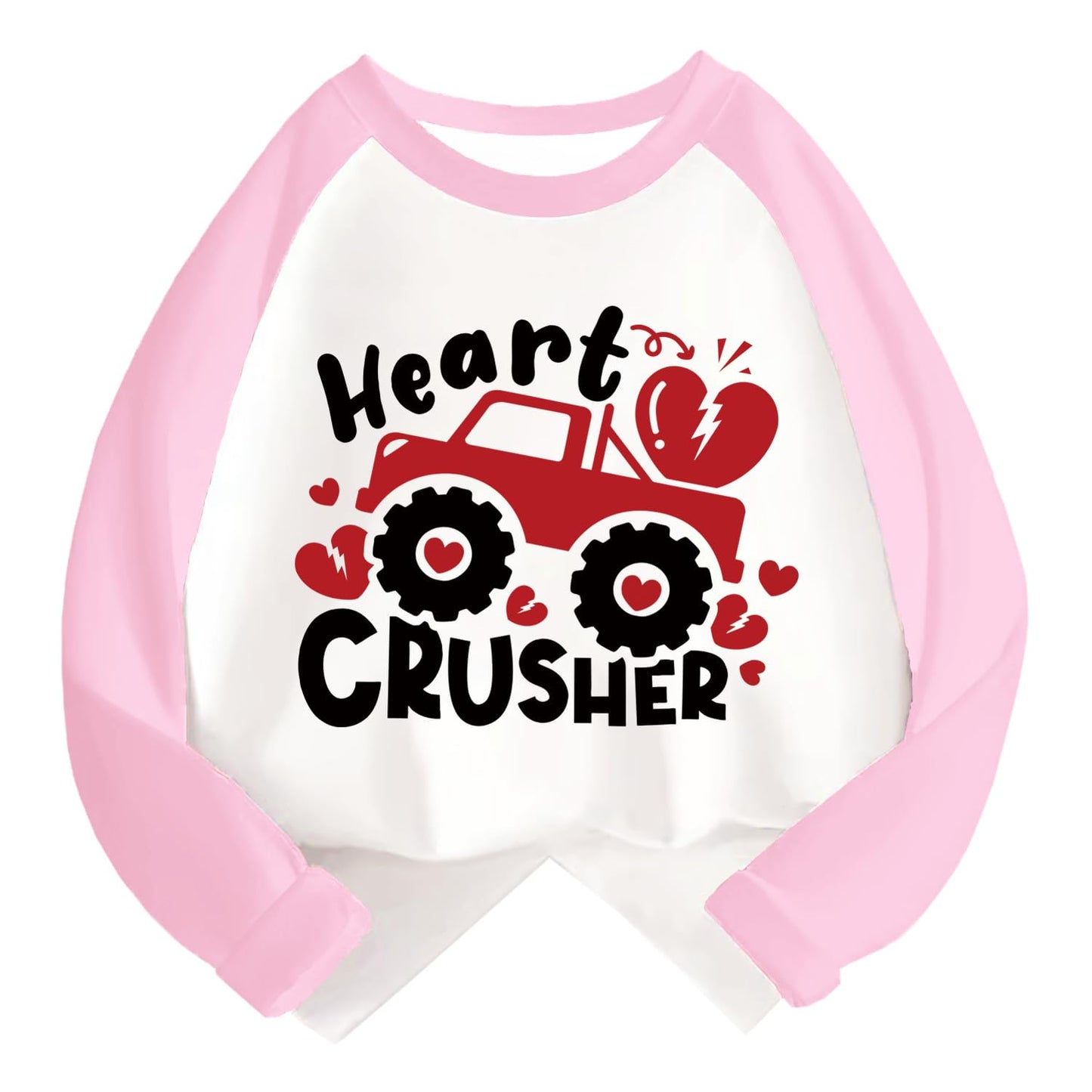 Valentines Day Shirt For Girls Toddler Boys Monster Truck Long Sleeve Raglan Little Kids 4T Shirts For Valentines Pink Tops