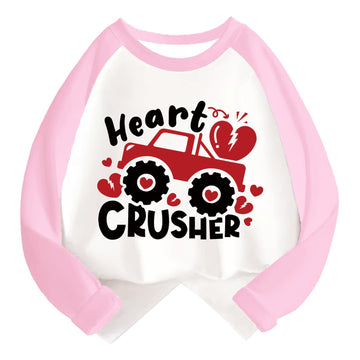 Valentines Day Shirt For Girls Toddler Boys Monster Truck Long Sleeve Raglan Little Kids 4T Shirts For Valentines Pink Tops