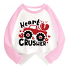 Toddler Boy Valentines Day Shirt Girls Monster Truck Long Sleeve Raglan Kids Shirts For Valentines Pink Tops 7T