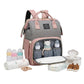 Cubbycoo LAND Diaper Bag Backpack with Stroller Straps, Pink and Grey, Lightweight Polyester Baby Travel Bag, 2.1lb