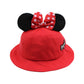Wide Brim Sun Protection Hat Cute Mouse Ear Bucket Hat Camping Cap With Bow For Kids Toddler Red