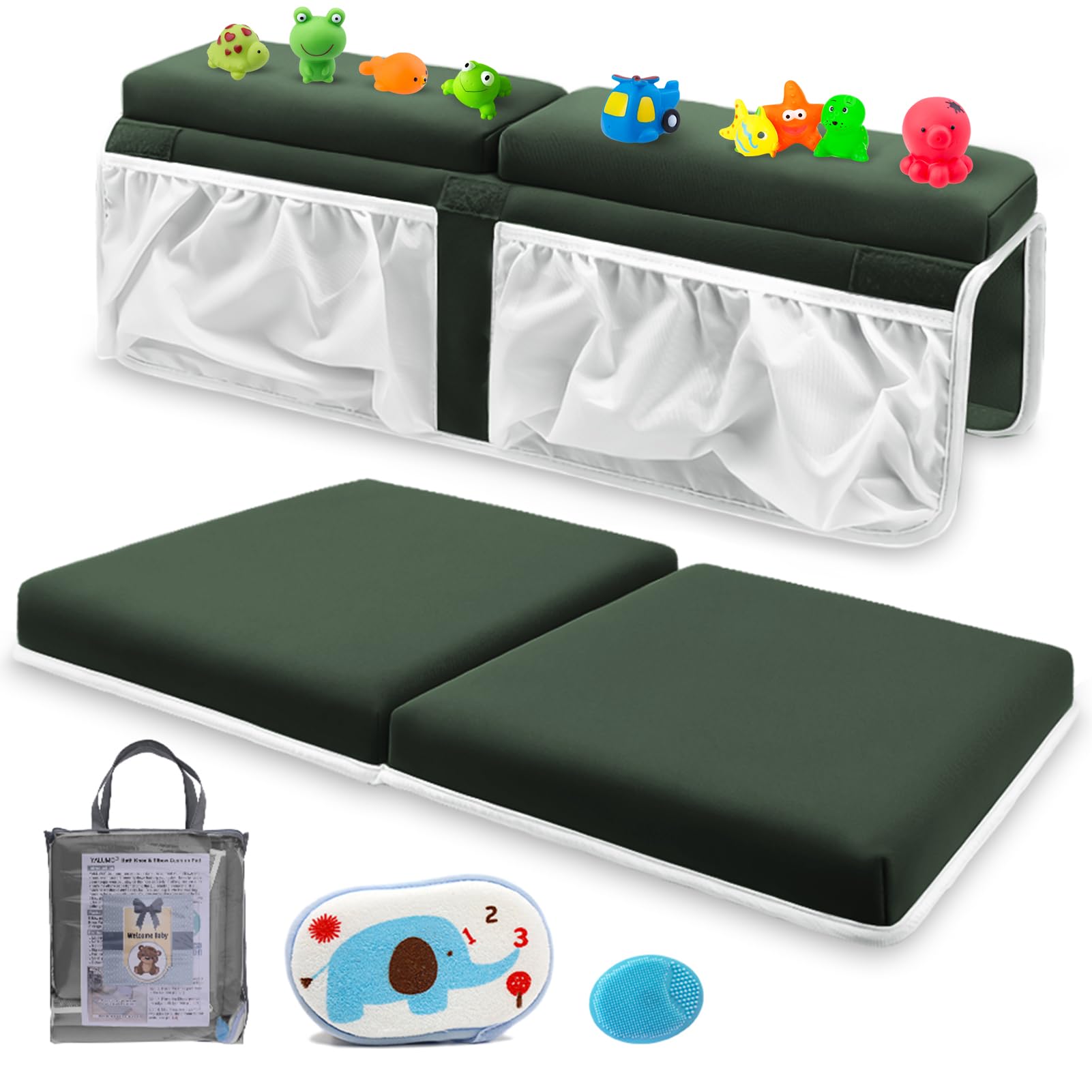 Bath Kneeler And Elbow Rest Set Baby Bath Kneeling Pad, Thick Anti-Slip Bathing Kneeling Mat Cushion Quick Drying Bathtub Knee S