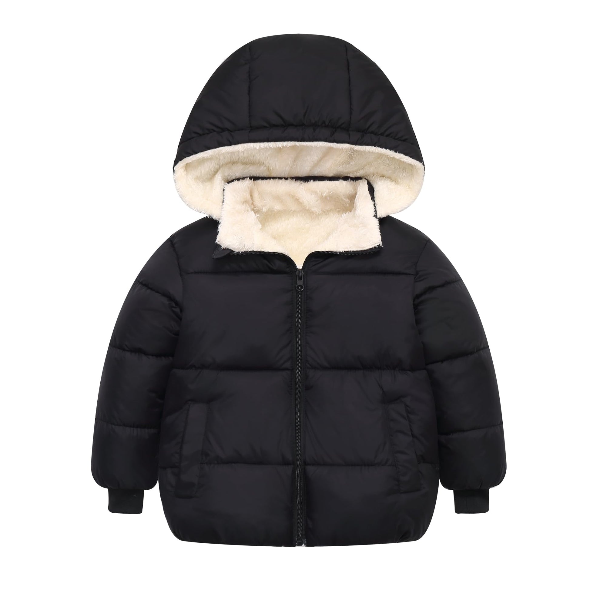 LTKOUGFAM Toddler Winter Coat 1-7T, Fleece Jacket with Hood for Boys & Girls | Windproof & Waterproof for Outdoor Play, Easy-Zip