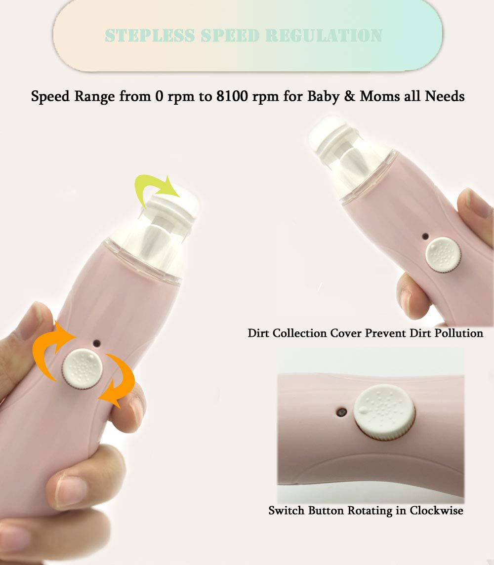 Rechargeable Baby Nail File, Fansidi Electric Baby Nail Trimmer For Newborn Infant Or Toddler Toenail And Fingernail - Girls And
