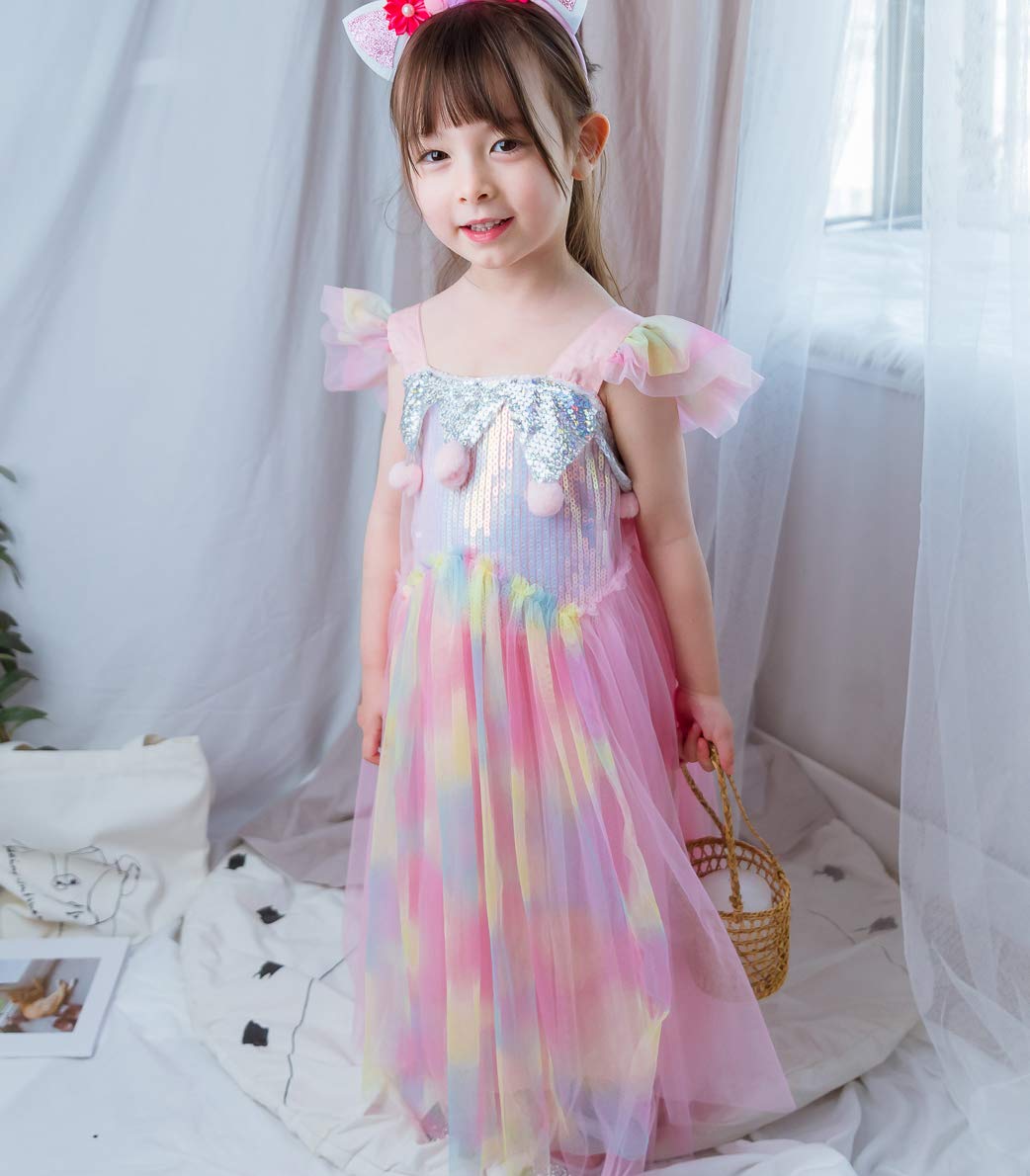 Dressy Daisy Girls Unicorn Birthday Party Rainbow Princess Costume Pageant Fancy Tulle Dress Size 4-5