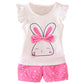 Mh-Lucky Baby Girl Clothes Outfits Short Sets 2 Pieces With T-Shirt + Short Pants (T-Red+White, 24 Months)