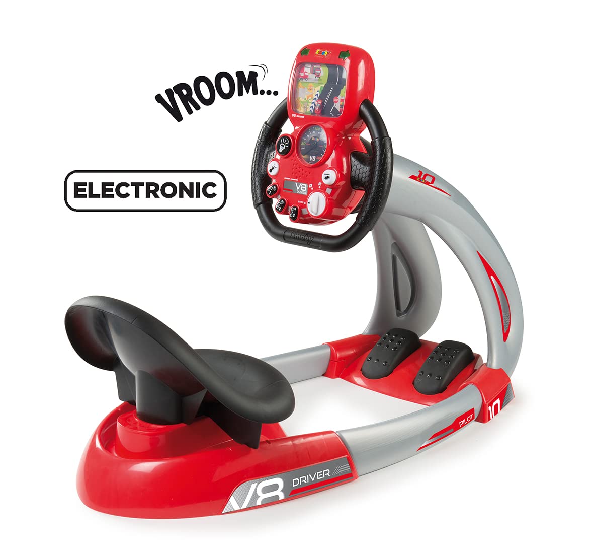 Smoby: V8 Driver with Smartphone Holder, Kids Can Play and Develop Real Life Skills, Features Includes Back Lit Screen, Real Sou