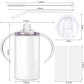 Vermida Sublimation Sippy Cup Blank With Handle, 12Oz Stainless Steel Sippy Cups, Kids Cups With Straws And Lids Spill Proof Dou