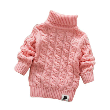 Modntoga Toddler Baby Boys Girls Knit Sweaters Cable Turtleneck High Collar Fall Winter Soft Warm Sweater Pullover Tops(Pink,18-