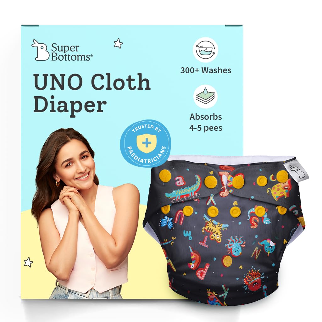 Superbottoms Uno Freesize Cloth Diaper | Cloth Diaper For Babies 3M To 3Y | Washable & Reusable Cloth Diaper | Comes With Cloth 