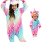 Chetosho Unicorn Hooded Onesie Girls Halloween One Piece Kids Costume (Oblique Stripe Starry Pink Blue 4-5 Years)