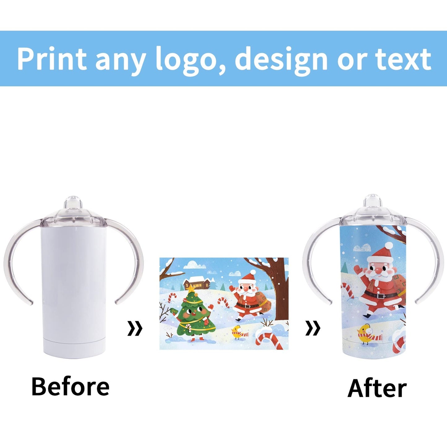 Okba 6 Pack 12 Oz Sublimation White Blank Straight Sippy Cup