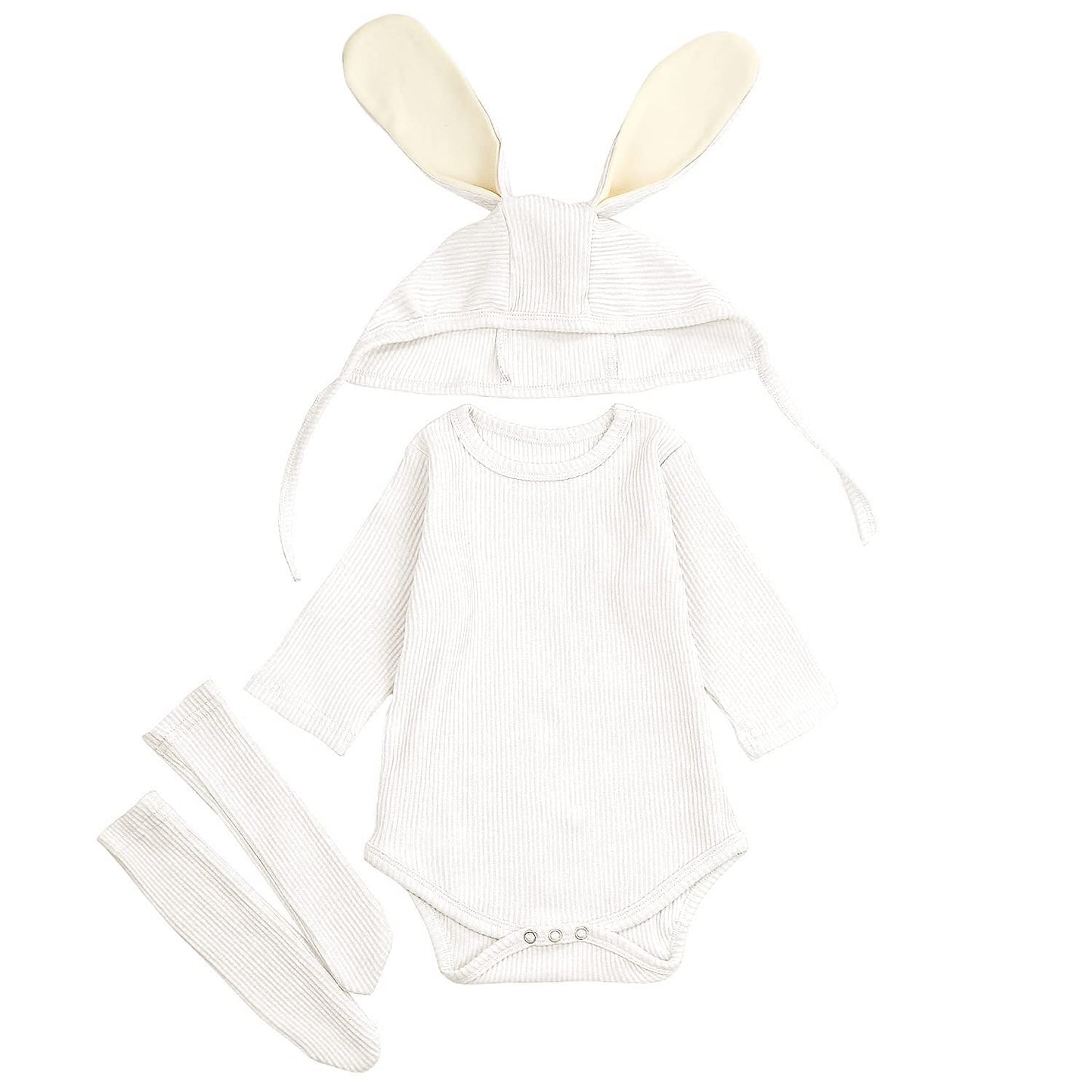 Agqt Baby Boys 1St Easter Outfit Set Long Sleeve Halloween Bunny Costume Mardi Gras Carnival 3Pcs Bunny Ear Romper Baby Girls An
