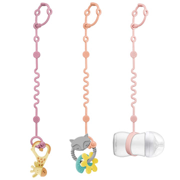 Littlehugs Toy Straps For Baby, 3Pcs Adjustable Toy Holder For Stroller Accessories, Silicone Baby Tether Pacifier Clip, No Thro