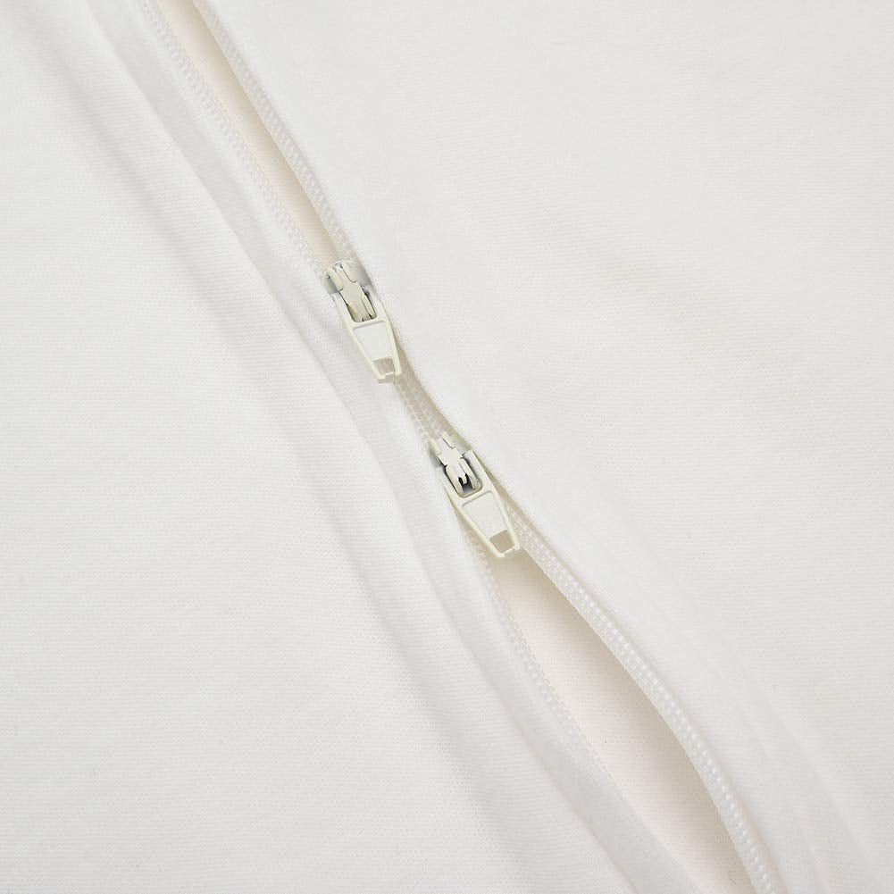 Aablexema Baby Footed Pajamas With Mitten Cuffs - Unisex Newborn Infant 2 Ways Zipper Cotton Footie Pjs(Creamy-White,3-6M)