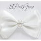 Lilpinkgoose 0-12 Newborn Baby Baptism Pearl Headband With Bow In White Christening Headband With Satin Bow, Pearl Rhinestone Ba