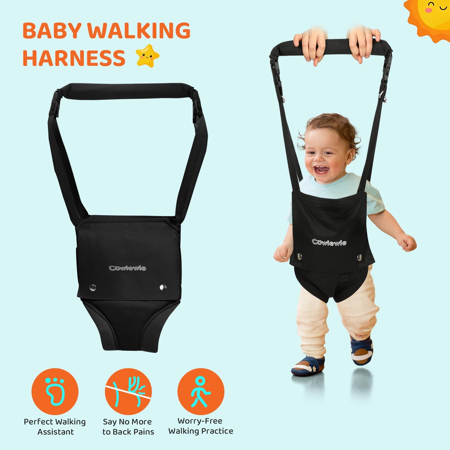 Cowiewie Baby Door Jumper, 2 In 1 Baby Walking Harness, Baby Jumper With Adjustable Height, Ages 6 Months +