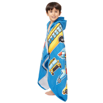 Gealaek Hooded Towel For Toddlers 2-10 Years Boys Girls Kids Bath Pool Beach Towel Wrap Soft Absorbent Beach Poncho(Cars)