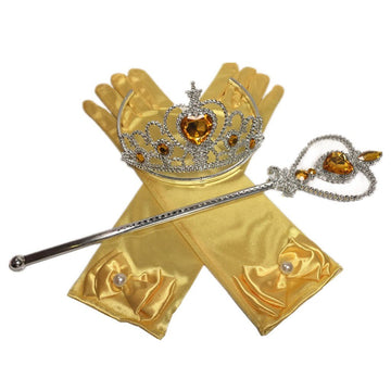 Dreamhigh Princess Cosplay Dress Up Accessorries Grils Costume Crown, Wand, Gloves Valued Pack-Yellow
