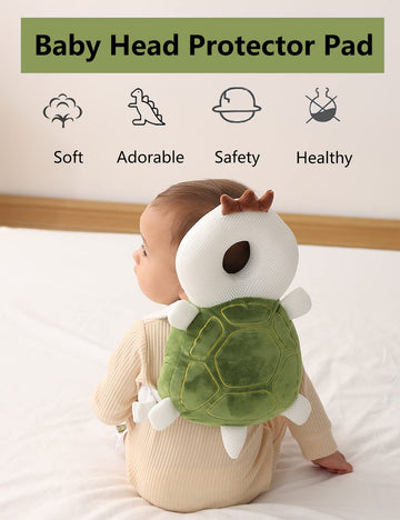 Toddler Baby Head Protection Cushion Backpack Wear,Green Frog