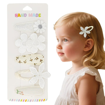 5 Pcs Baby Hair Clips Set - 4 Soft Snap Barrettes + 1 Duckbill Clip for Girls & Toddlers, Minimalist Non-Slip Toddler Hair Clips