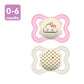 Mam Supreme Night Baby Pacifier, For Sensitive Skin, Patented Nipple, 2 Pack, 0-6 Months, Girl