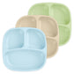 Re-Play Made In Usa 7' Deep Walled Divided Plates For Kids, Set Of 3 - Reusable 3 Compartment Plates, Dishwasher And Microwave