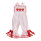 FIOMVA Toddler Baby Girl Valentines Day Outfit Ruffle Romper Jumpsuit Heart Embroidery Sleeveless Striped Bell Bottom Overall (P