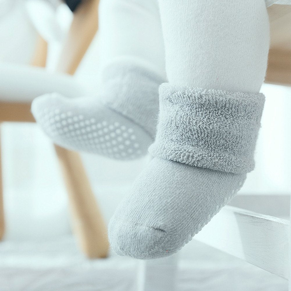 Vwu Baby Toddler Kids Ankle Crew Socks With Grips Unisex Warm Thick Cotton Winter Socks 4-6T 6 Color