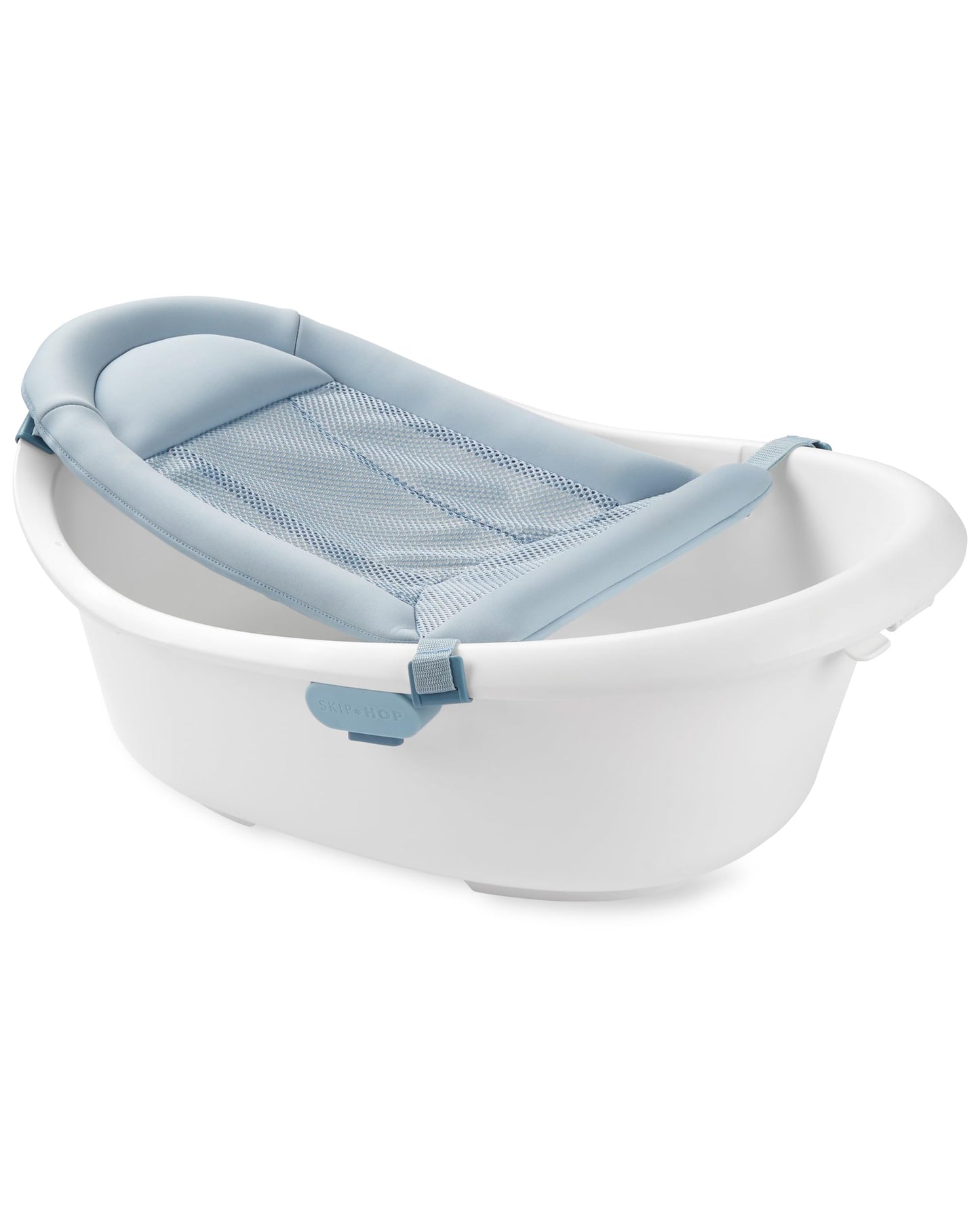 Skip Hop Baby Bath Tub 4-In-1 Grow With Baby Infant To Toddler Bathtub With Supportive Sling And Sit-Up Support Wave Age 0M+