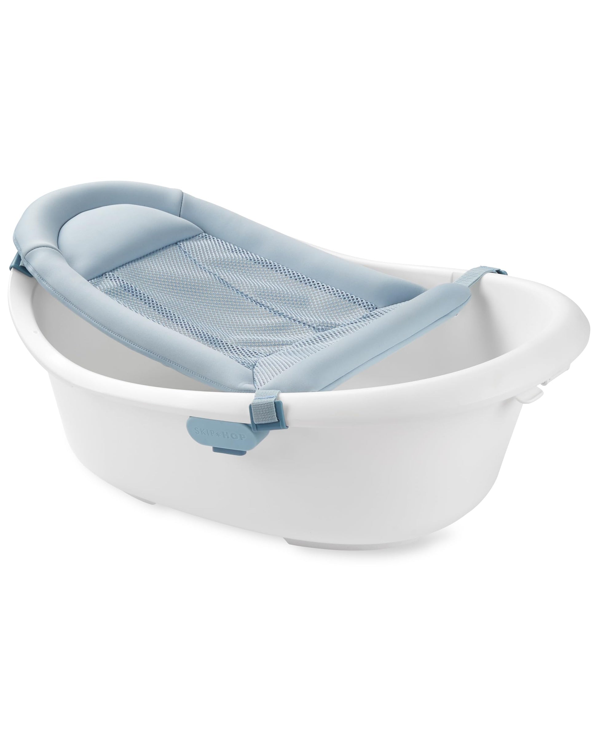 Skip Hop Baby Bath Tub 4-In-1 Grow With Baby Infant To Toddler Bathtub With Supportive Sling And Sit-Up Support Wave Age 0M+