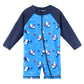 Huaaniue Baby/Toddler Boy Swimsuit Long Sleeve One-Piece Swimwear Rashguard Blue 1-2 Years