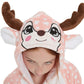 Abenca Kids Deer Onesie Reindeer Costume Animal Girls Pajamas Christmas Halloween Cosplay Sleepwear.Pink Deer.140