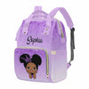 M Yescustom Custom Name Diaper Bag, Personalized Purple Glitter Nylon Nursing Mommy Bags Gradient Waterproof Travel Backpack Wit